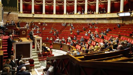 L'Assemblée nationale, lors du débat sur le budget 2025, le 21 octobre 2024 à Paris. (LUDOVIC MARIN / AFP)