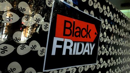 A poster promoting Black Friday (illustrative photo, November 22, 2023) (PATRICK LEFEVRE / MAXPPP)