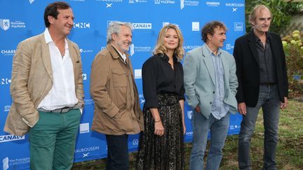 Présentation du film d'Albert Dupontel au festival du film francophone d'Angoulême, le 30 août 2020 avec Philippe Uchan, Nicolas Marié, Virginie Efira, Albert Dupontel et Michel Vuillermoz (MAXPPP)