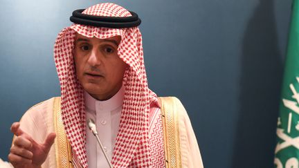 Le ministre saoudien des Affaires étrangères, Adel al-Jubeir, le 29 avril 2018 à Ryad (Arabie Saoudite).&nbsp; (FAYEZ NURELDINE / AFP)