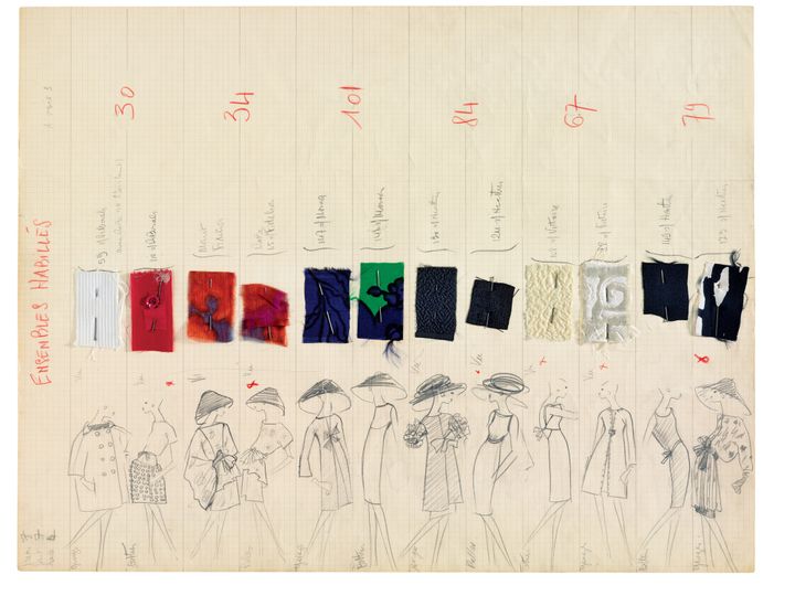 Planche de collection printemps-été 1962
 (Courtesy of YSL)