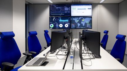 Un centre pour la cybersécurité à Bruxelles (Belgique), le 30 novembre 2022. (HATIM KAGHAT / BELGA MAG / AFP)