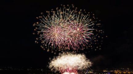 Le feu d'artifice tiré à Bordeaux (Gironde) le 14 juillet 2023. (JEAN MAURICE CHACUN / MAXPPP SUD-OUEST)