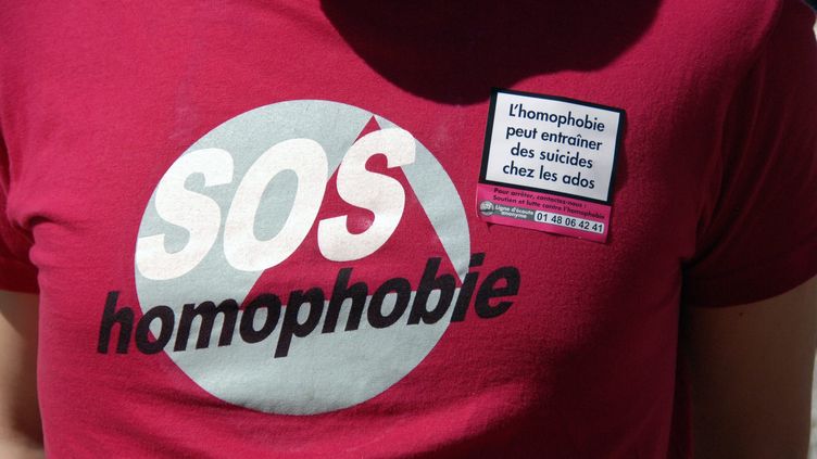 The association's logo "Sos Homophobia".  (SEBASTIEN JARRY / MAXPPP)