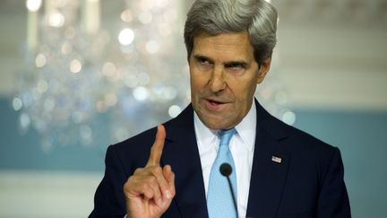 Le secr&eacute;taire d'Etat am&eacute;ricain John Kerry lors d'un discours sur la Syrie &agrave; Washington le 30 ao&ucirc;t 2013.&nbsp; (SAUL LOEB / AFP)