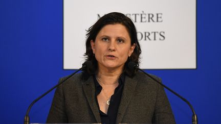 La ministre des Sports, Roxana Maracineanu, lors d'une conférence de presse à Paris, le 3 février 2020.&nbsp; (BERTRAND GUAY / AFP)