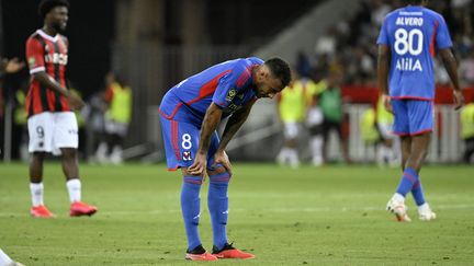 Corentin Tolisso lors de Nice-Olympique Lyonnais le 27 août 2023. (JOEL PHILIPPON / MAXPPP)