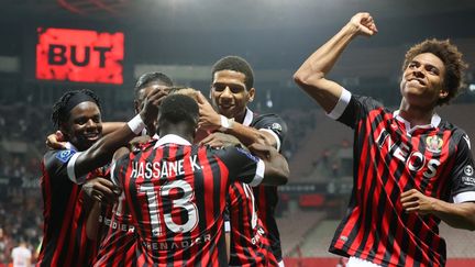 L'OGC Nice l'a emporté face à Brest, samedi 2 octobre, à l'occasion de la neuvième journée de Ligue 1.&nbsp; (VALERY HACHE / AFP)