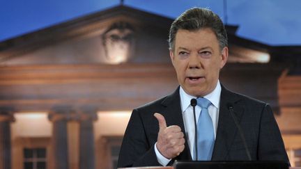 Le pr&eacute;sident colombien, Juan Manuel Santos, le 27 ao&ucirc;t 2012 &agrave; Bogota. (CESAR CARRION / PRESIDENCIA / AFP)