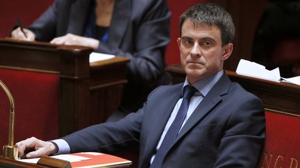Le Premier ministre, Manuel Valls, &agrave; l'Assembl&eacute;e nationale, le 9 avril 2014. (PATRICK KOVARIK / AFP)