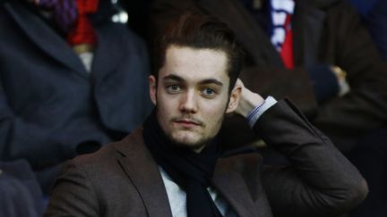 Louis Sarkozy, le 19 novembre 2016, lors d'un match de Ligue 1 entre le PSG et Nantes, au Parc des Princes, à Paris. (MEHDI TAAMALLAH / NURPHOTO)