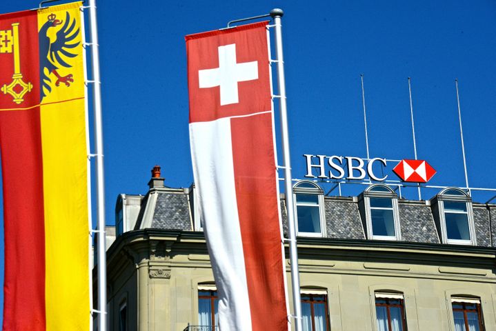 Le si&egrave;ge de la banque HSBC &agrave; Gen&egrave;ve (Suisse), le 20 avril 2015. (RÉMY GENOUD / CITIZENSIDE.COM / AFP)