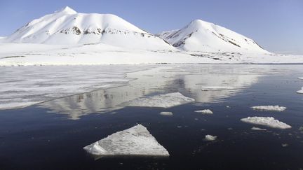 Les sommets enneig&eacute;s de l'Isfjord de l'archipel de Svalbard (Norv&egrave;ge), le 1er juin 2012. ( BALAZS KORANYI / REUTERS )