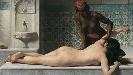 Le massage au hammam d'Edouard Debat-Ponsan
 (Edouard DEBAT-PONSAN (Toulouse, 1847 - Paris, 1913), Le Massage. Scène de hammam 1883 - Inv. RO 65 - Photo Daniel Martin)