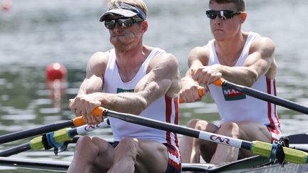 Le duo Jérémie Azou et Pierre Houin à Lucerne (ALEXANDRA WEY / KEYSTONE)