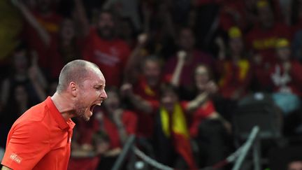 Steve Darcis, toute rage dehors, avec l'équipe belge de Coupe Davis (EMMANUEL DUNAND / AFP)