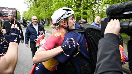 La Néerlandaise Demi Vollering sacrée sur Liège-Bastogne-Liège, le 23 avril 2023. (TOM GOYVAERTS / AFP)