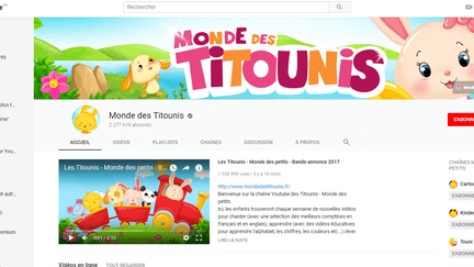 Capture d'écran de la chaîne YouTube du Monde des Titounis, qui rassemble plus de 2 millions d'abonnés.&nbsp; (MONDE DES TITOUNIS / YOUTUBE)