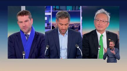 François Chih-Chung Wu, représentant de Taïwan en France, et Emmanuel Veron, chercheur associé à l'Inalco et à l'école navale et spécialiste de la Chine contemporaine, sont les invités du 19/20 info. (France 3)