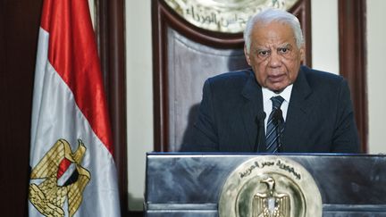 Le Premier ministre &eacute;gyptien par interim donne une conf&eacute;rence de presse au Caire (Egypte), le 24 d&eacute;cembre 2013. (GIANLUIGI GUERCIA / AFP)