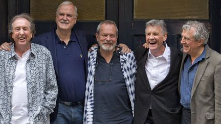 Les Monty Python à la veille de leur retour sur scène à Londres (de gauche à droite, Eric Idle, John Cleese, Terry Gilliam, Michael Palin, Terry Jones, 30 juin 2014)
 (Justin Tallis / AFP)