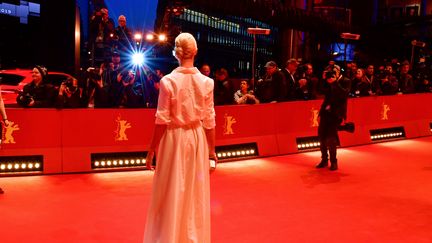 L'actrice australienne Feo Aladag pose sur le tapis rouge à la Berlinale le 16 février 2019. (TOBIAS SCHWARZ / AFP)