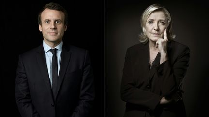 Emmanuel Macron est arrivé en tête du premier tour de l'élection présidentielle avec 24,01% des voix devant Marine Le Pen, qui a obtenu 21,30%, selon les résultats définitifs publiés lundi 24 avril&nbsp;par le ministère de l'Intérieur. (ERIC FEFERBERG / JOEL SAGET / AFP)