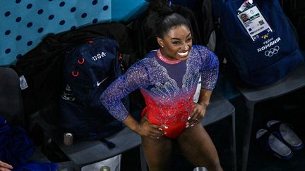 Simon Biles, en finale de gymnastique aux Jeux olympiques de Paris 2024, le 5 août 2024. Illustration. (ODD ANDERSEN / AFP)