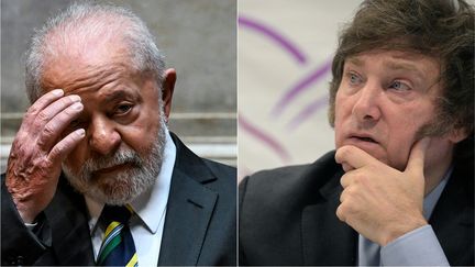 Lula s'est montré préoccupé par l'élection de Javier Milei en Argentine pour la finalisation de l'accord Mercosur, le pragmatisme entre les partenaires commerciaux devrait néanmoins prévaloir. (PATRICIA DE MELO MOREIRA,JUAN MABROMATA / AFP)