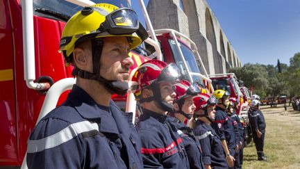 Présentation du nouveau materiel des pompiers de l'Hérault, en juillet 2020. (GUILLAUME BONNEFONT / MAXPPP)