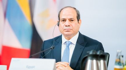 Le président égyptien Abdel Fattal Al-Sissi, le 18 juillet 2022 à Berlin (Allemagne) pour une rencontre sur le climat. (CHRISTOPH SOEDER / DPA / AFP)