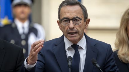 Le nouveau ministre de l'Intérieur, Bruno Retailleau, le 23 septembre 2024. (SERGE TENANI / HANS LUCAS via AFP)