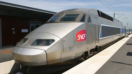 Un TGV à quai en gare de Saint-Malo (Ille-et-Vilaine), le 23 mars 2017. (PHOTO12 / GILLES TARGAT / AFP)