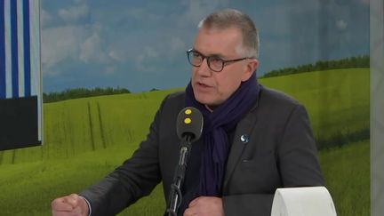 Damien Lacombe, président de la coopérative Sodiaal, première coopérative laitière française, était l'invité éco de franceinfo le 1er mars 2023. (FRANCEINFO / RADIO FRANCE)