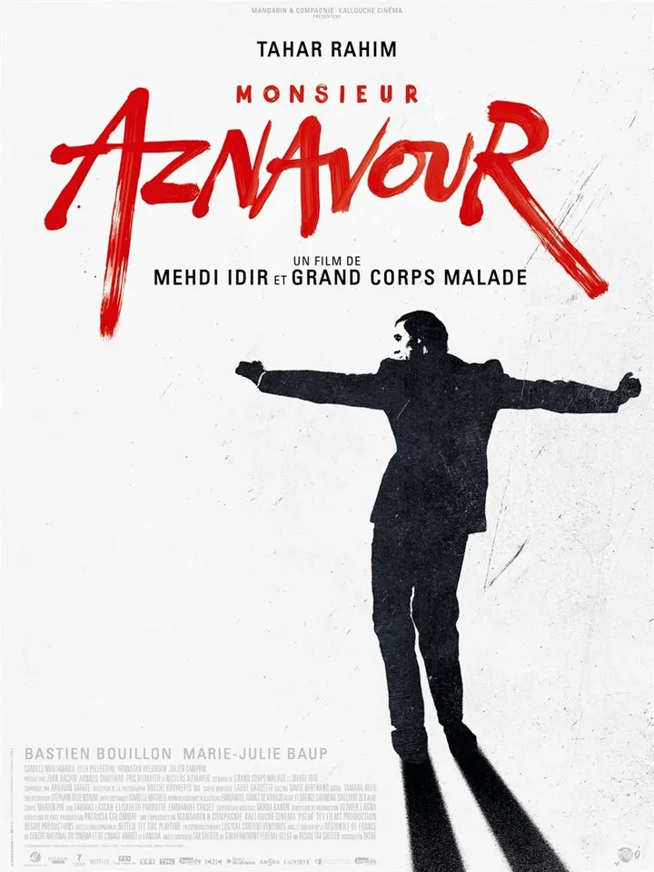 Affiche du film "Monsieur Aznavour", de Mehdi Idir, Grand Corps Malade, sortie le 23 octobre 2024. (PATHE)