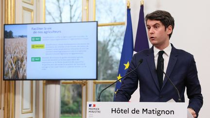 Le Premier ministre, Gabriel Attal, à Matignon (Paris), le 21 février 2024. (ALAIN JOCARD / AFP)