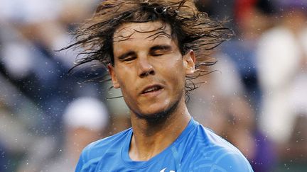 L'Espagnol Rafael Nadal &agrave; l'issue de sa victoire face &agrave; son compatriote Marcel Granollers au tournoi de tennis d'Indian Wells (Californie), le 13 mars 2012. (DANNY MOLOSHOK / REUTERS)