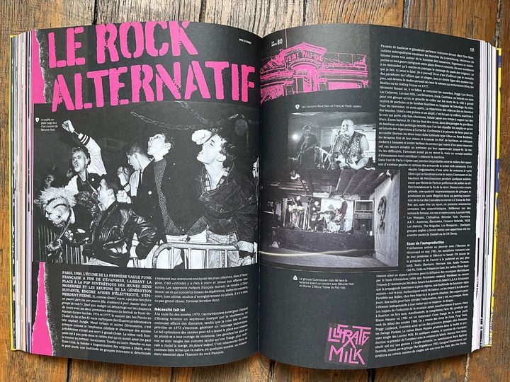 Une double-page consacrée au rock alternatif des années 1980, dans l'ouvrage "Rock La France". (EDITIONS MARABOUT)