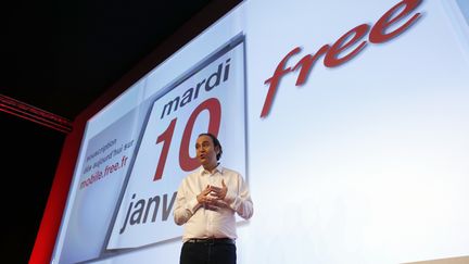 Le patron de Free, Xavier Niel, lors du lancement de l'offre Free Mobile, le 10 janvier 2012 &agrave; Paris. (THOMAS COEX / AFP)