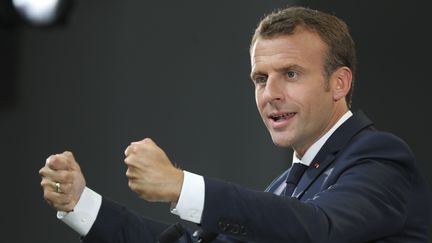 Le président de la République, Emmanuel Macron, le 7 juin 2018, à Montréal (Canada). (LUDOVIC MARIN / AFP)