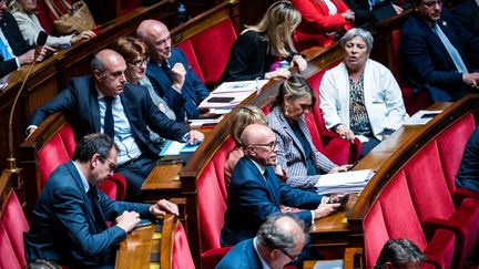 Le groupe Les Républicains à l'Assemblée nationale le 21 mai 2023. (XOSE BOUZAS / HANS LUCAS)