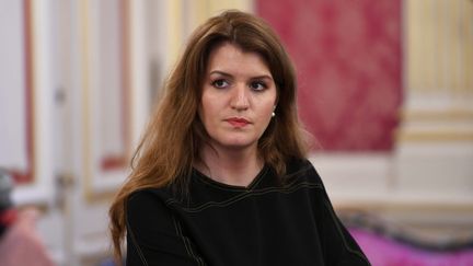 Marlène Schiappa, secrétaire d'Etat chargée de l'Egalité entre les femmes et les hommes, était l'invitée du "8h30 franceinfo", jeudi 16 avril. (JOÎL PHILIPPON / MAXPPP)