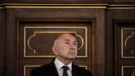 Gérard Collomb, lors d'une conférence de presse, le 6 juin 2019, à Lyon. (JEFF PACHOUD / AFP)