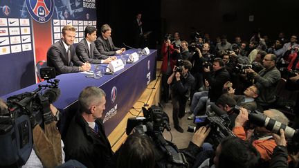 La conf&eacute;rence de presse de l'arriv&eacute;e de David Beckham au PSG, le 31 janvier 2013, au Parc des Princes (Paris). (GONZALO FUENTES / REUTERS)