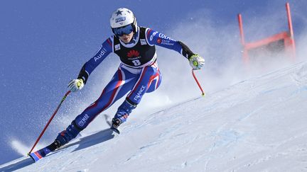 Romane Miradoli lors du Super-G de Lenzerheide, le 5 mars 2022. (JEAN-CHRISTOPHE BOTT / KEYSTONE)