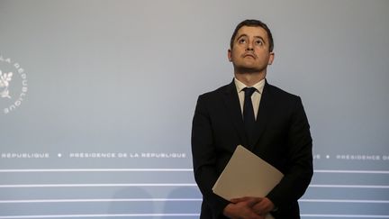 Le ministre de l'Action et des Comptes publics, Gérald Darmanin, lors d'une conférence de presse à Paris, le 18 mars 2020. (LUDOVIC MARIN / AFP)