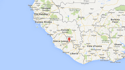 Capture d'&eacute;cran de Google Maps pointant Foya, foyer actif de la fi&egrave;vre Ebola au Liberia. ( GOOGLE MAPS / FRANCETV INFO )