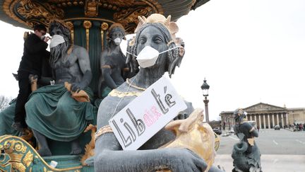 Une manifestation contre la pollution le 31 mars 2018 place de la Concorde à Paris. (JACQUES DEMARTHON / AFP)