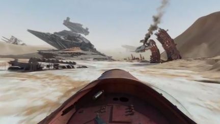 Une capture d'&eacute;cran de la vid&eacute;o immersive post&eacute;e sur la page Facebook de la saga Star Wars le 23 septembre 2015. (STAR WARS / FACEBOOK)