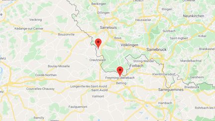 Le corps de la victime a été retrouvé à&nbsp;Überherrn en Allemagne, à quelques kilomètres de son domicile situé à&nbsp;Freyming-Merlebach en Moselle. (GOOGLE MAPS)